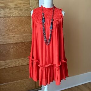 ALL SAINTS Aria Dark Orange Babydoll Mini Dress Size 6